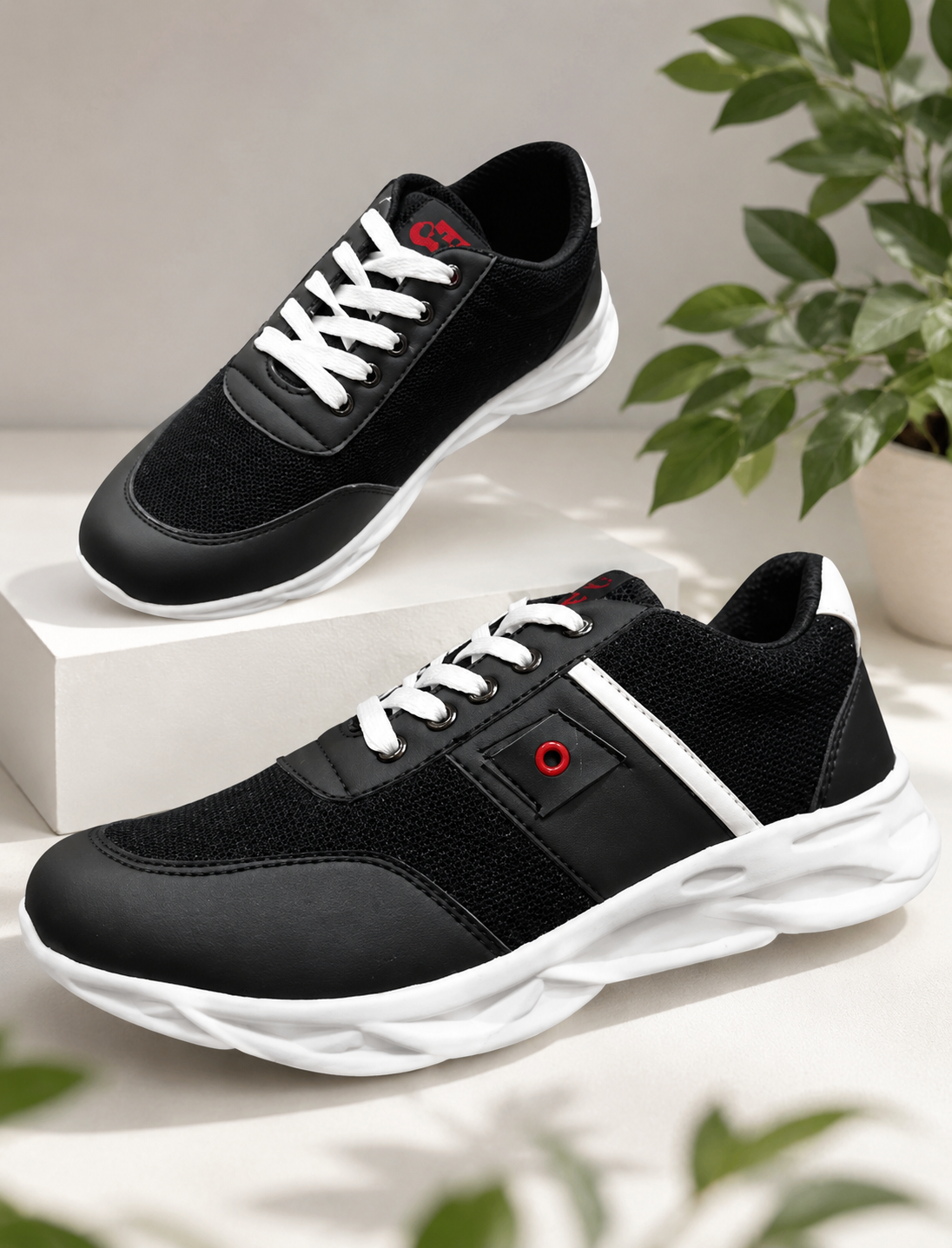 Men's Black Fancy Lace Sports Shoes