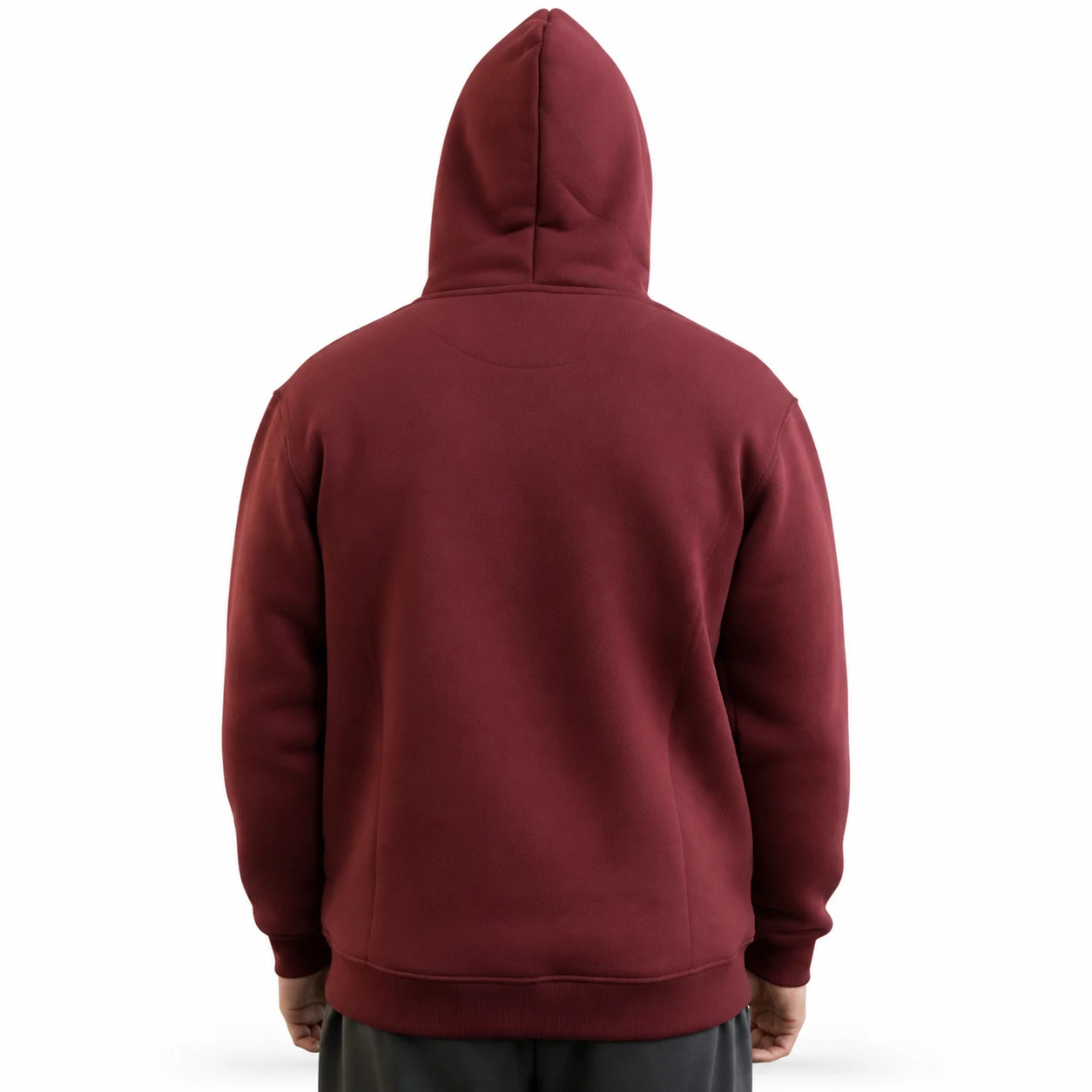 Men's Maroon Fleece Zip-Up Hoodie - Winter Essential - Maroon - view 3 | Charming Carry Pakistan