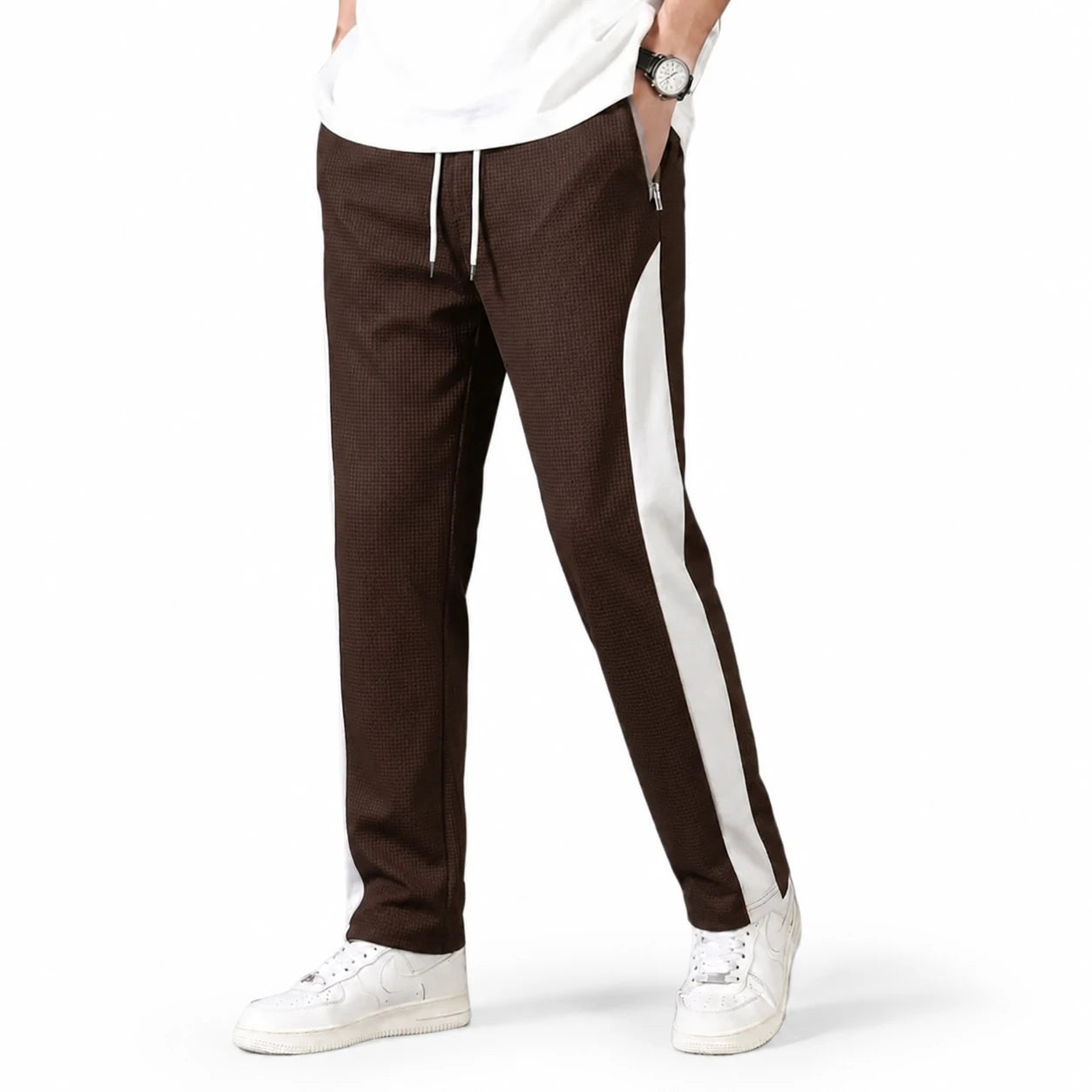 Men's Brown Dri-Fit Trousers - Lightweight Track Pants - Brown - view 2 | Charming Carry Pakistan
