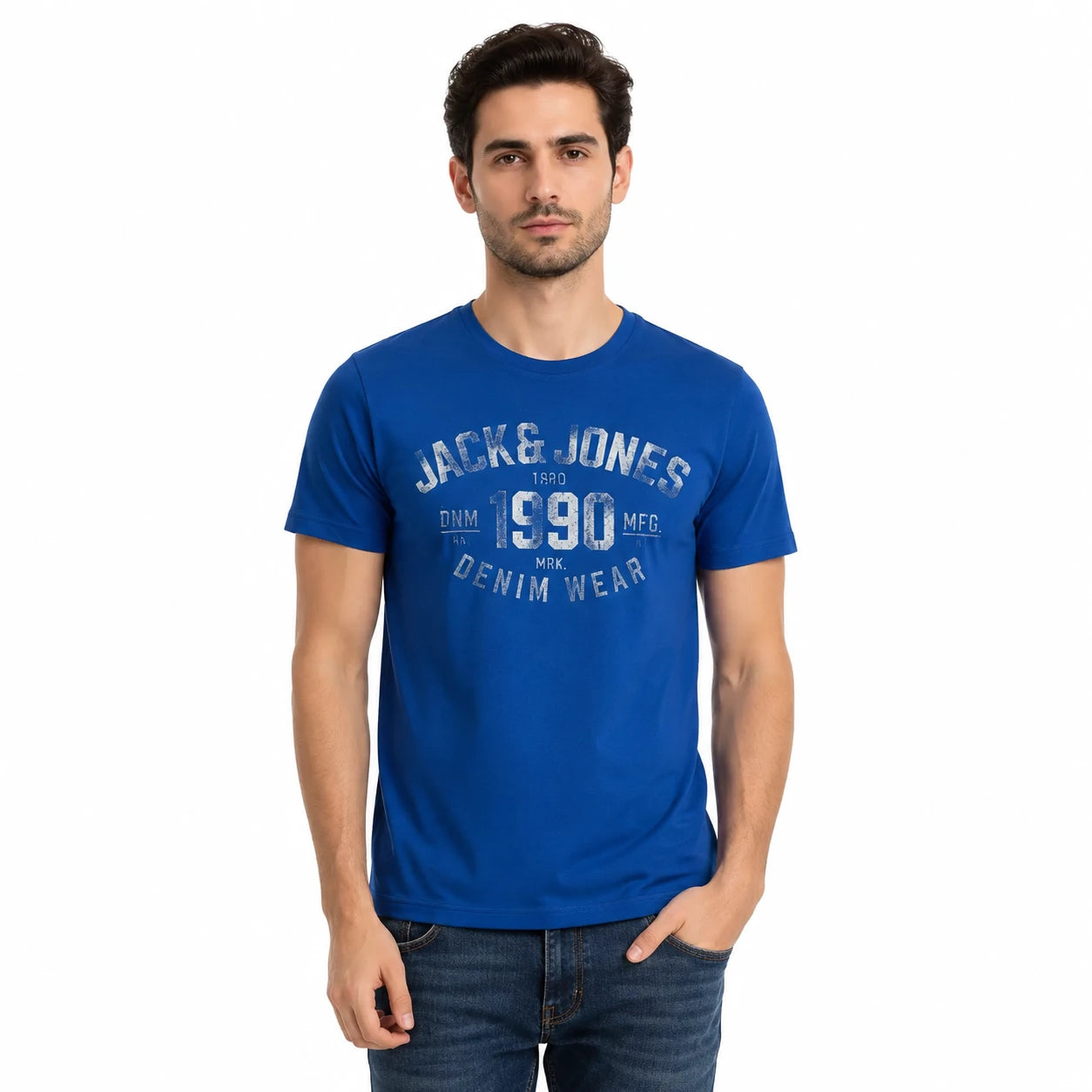 Men's Blue Cotton Graphic T-Shirt - Casual Everyday Wear - Blue - view 2 | Charming Carry Pakistan