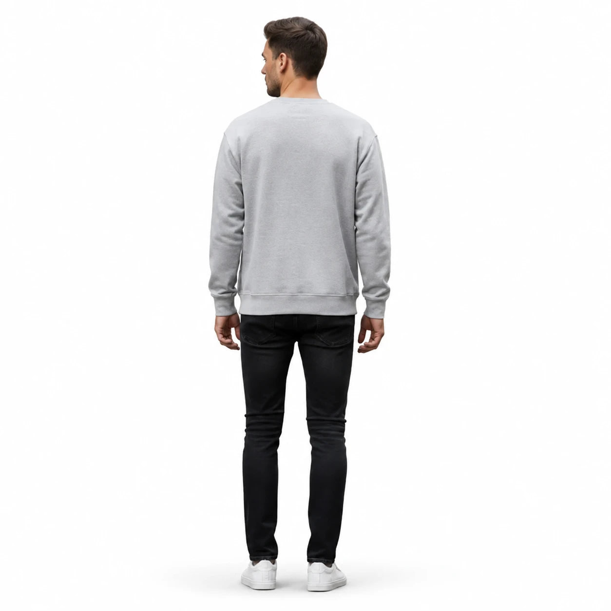 Men's Grey Fleece Graphic Sweatshirt - Winter Comfort - Grey - view 2 | Charming Carry Pakistan