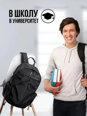 Black Nylon Backpack for Students & Travelers