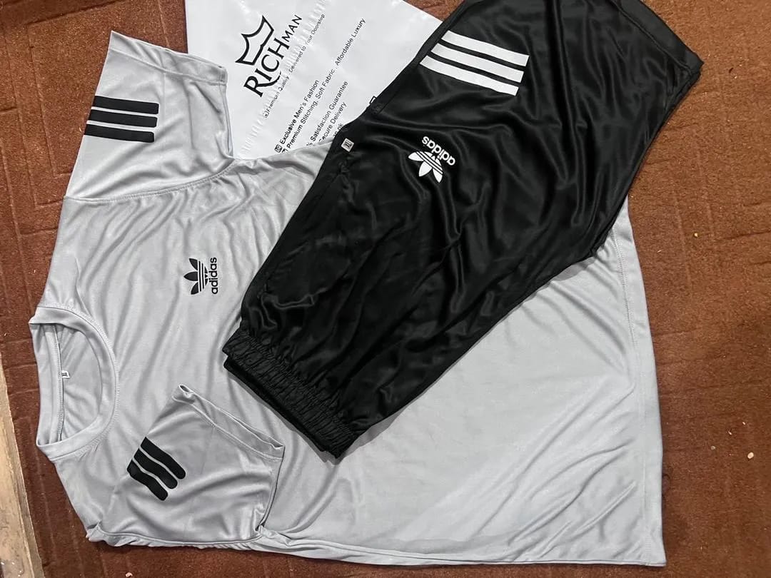 2 Pcs Men's Micro Printed Track Suit - Grey Half-Sleeve Set - product photo 3 | Charming Carry Pakistan