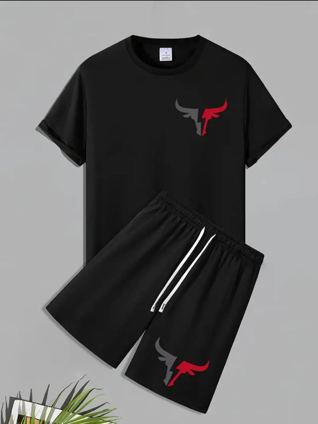 2 Pc Men's Polyester Printed T-Shirt & Shorts Tracksuit - Black - product photo 3 | Charming Carry Pakistan