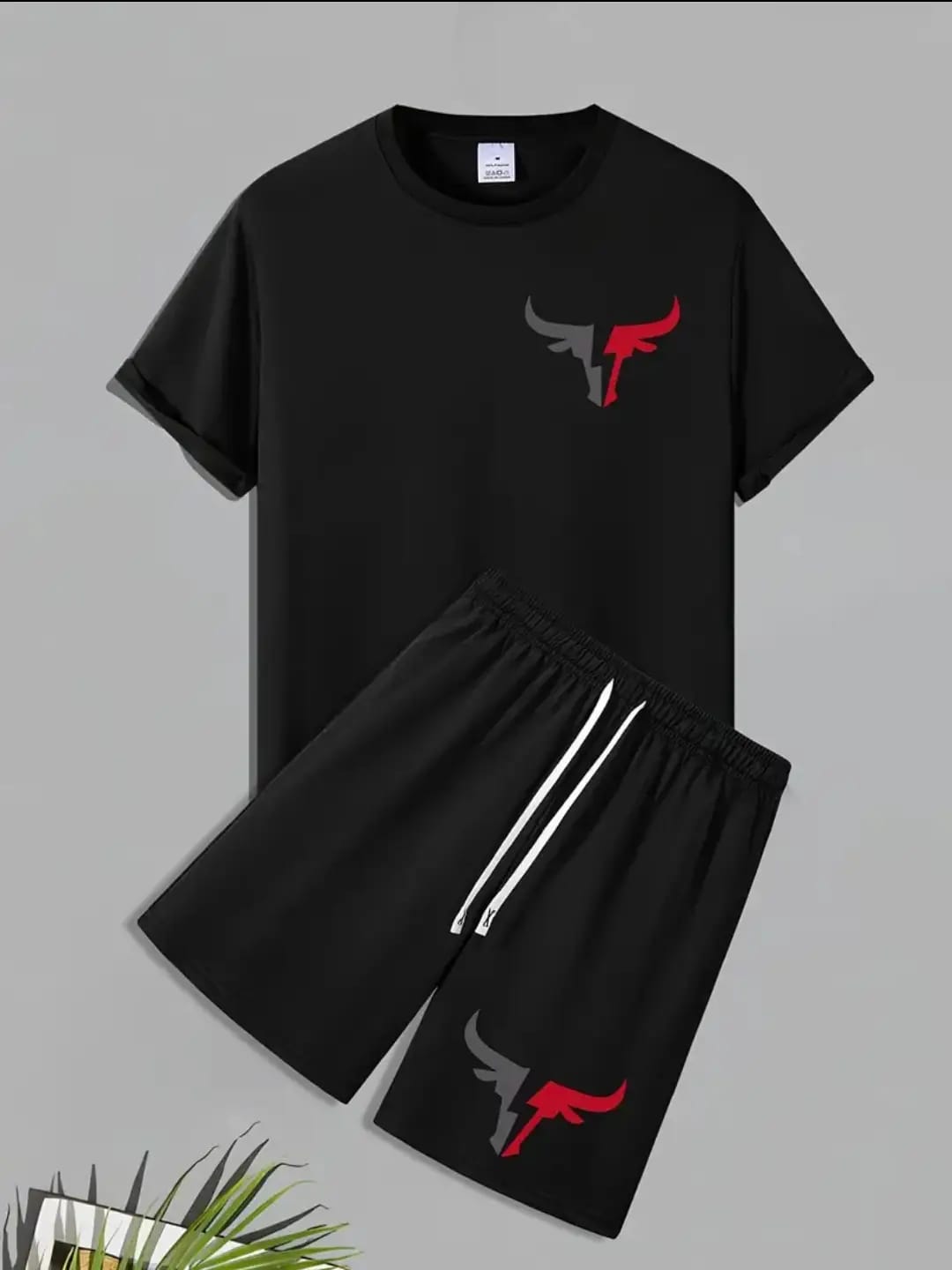 2 Pc Men's Polyester Printed T-Shirt & Shorts Tracksuit