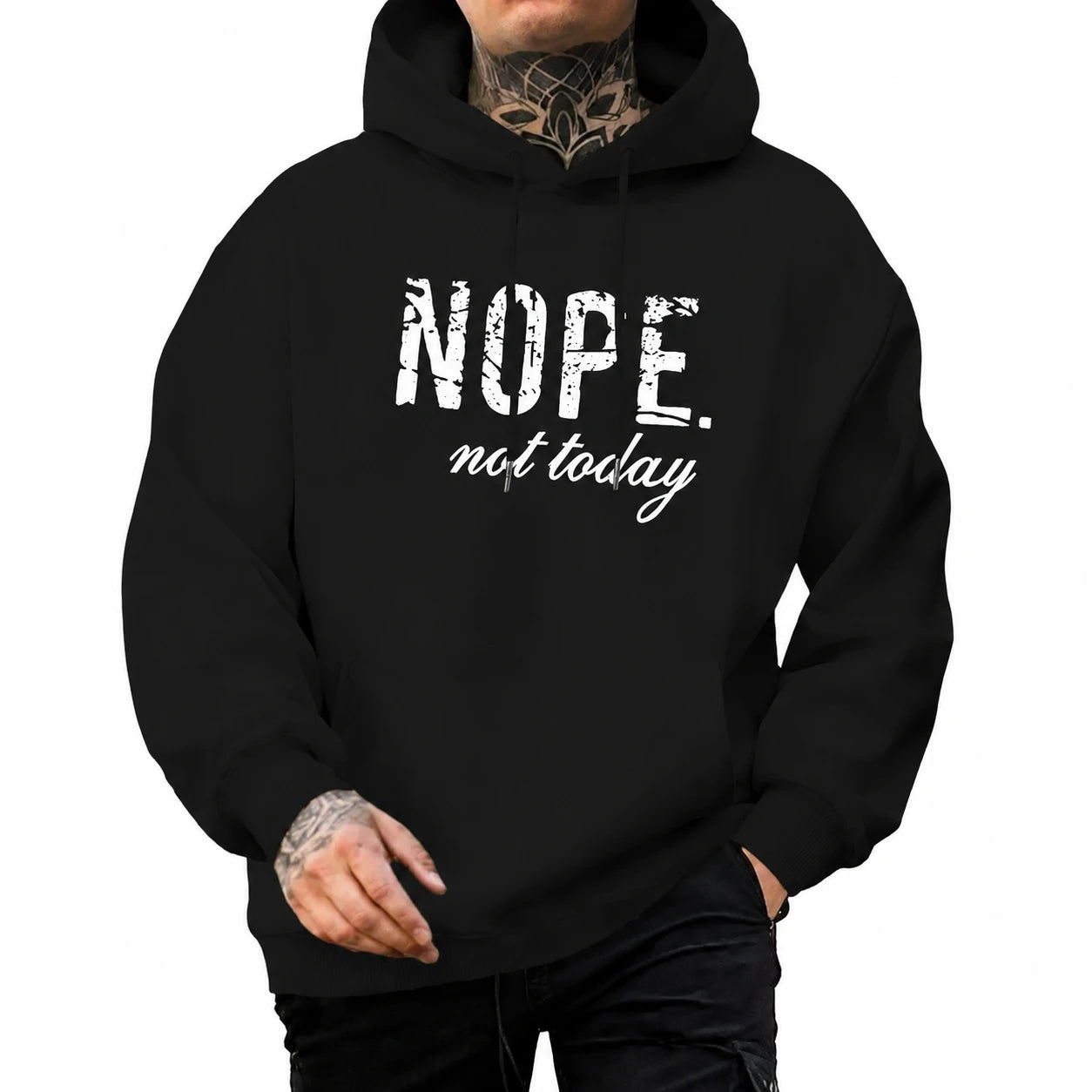 Men's Black Fleece Graphic Hoodie - Winter Pullover - Black - view 1 | Charming Carry Pakistan