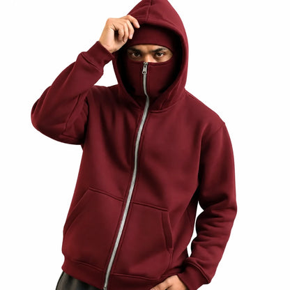 Men's Maroon Fleece Zip-Up Hoodie - Winter Essential - Maroon - view 2 | Charming Carry Pakistan
