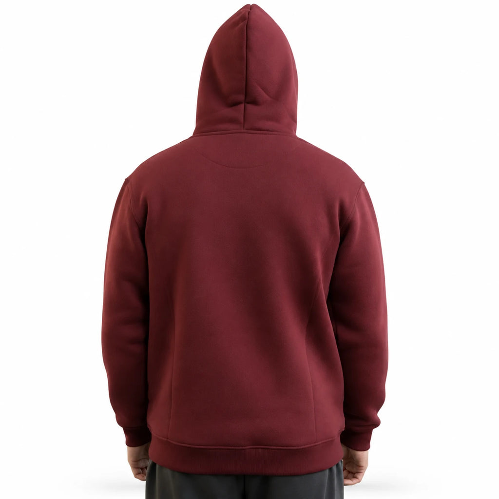 Men's Maroon Fleece Zip-Up Hoodie - Winter Essential - Maroon - view 3 | Charming Carry Pakistan