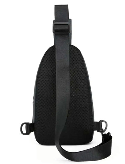Men's black crossbody bag side view