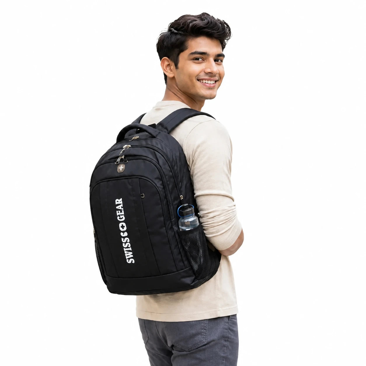 Multi-compartment waterproof backpack in Black, Blue and Maroon