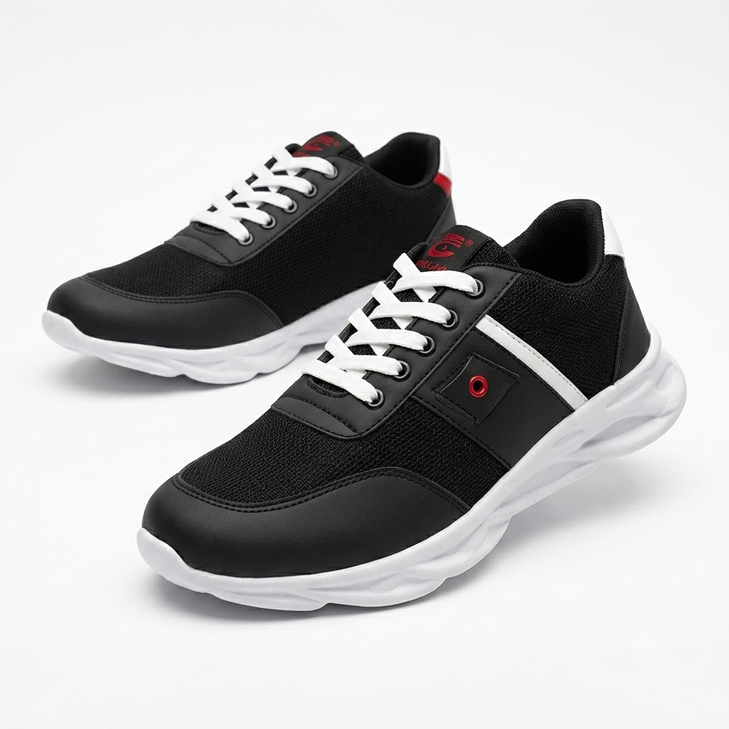 Men's Black Fancy Lace Sports Shoes