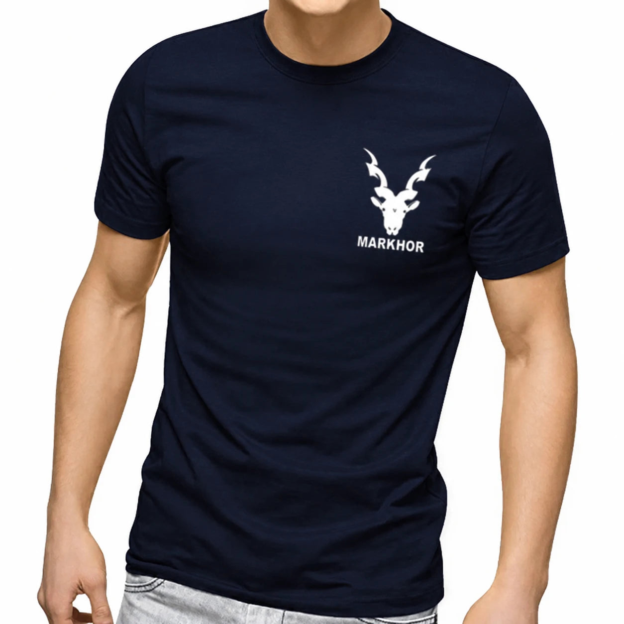 Men's Blue Cotton Graphic T-Shirt - Casual Everyday Wear - Blue - view 1 | Charming Carry Pakistan