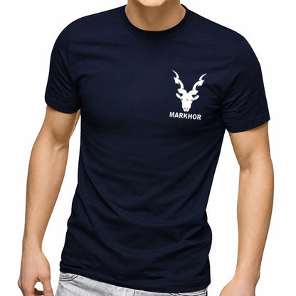 Men's Blue Cotton Graphic T-Shirt - Casual Everyday Wear - Blue - view 1 | Charming Carry Pakistan