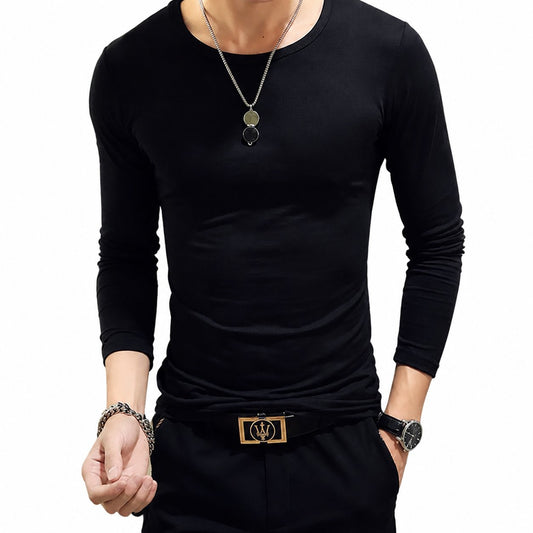 Men's Long-Sleeve V-Neck T-Shirt - Winter Layering - Black, Gray and White - view 1 | Charming Carry Pakistan