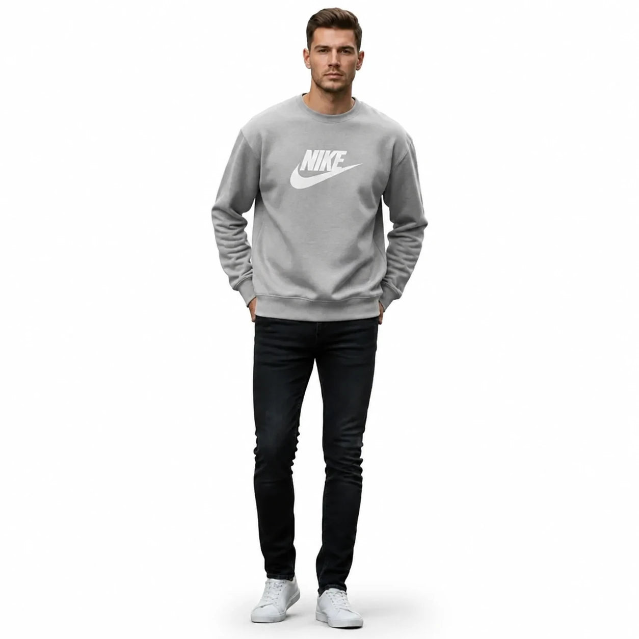 Men's Grey Fleece Graphic Sweatshirt - Winter Comfort - Grey - view 1 | Charming Carry Pakistan