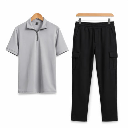 Men's Grey & Black Zip-Up Tracksuit - 2-Piece Set - Grey / Black - view 1 | Charming Carry Pakistan